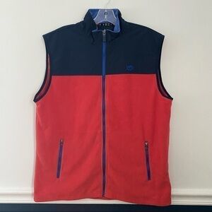 Southern Tide Navigational Fleece Vest Coral Red Navy Large